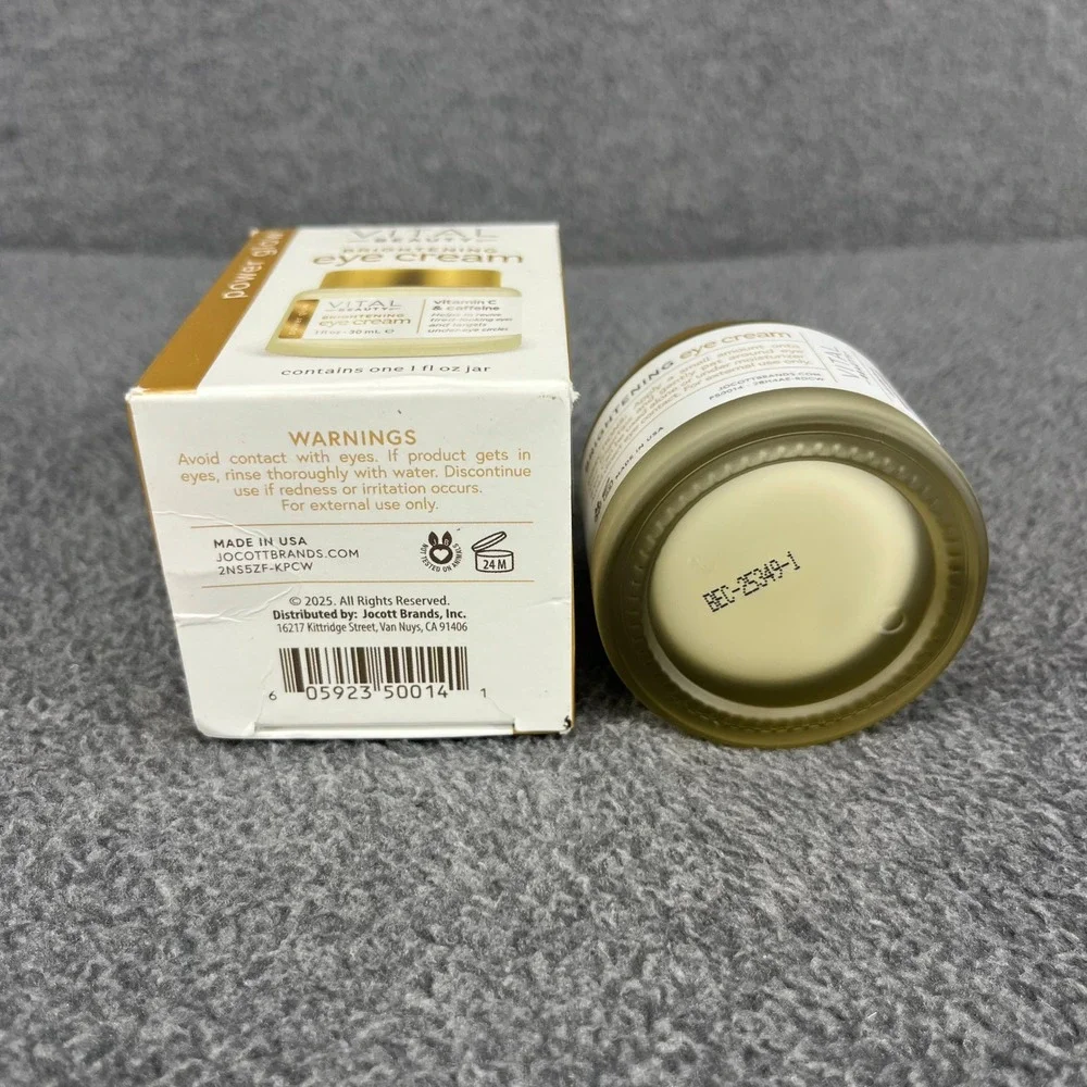 Vital Beauty Brightening Eye Cream Vitamin C Caffeine Power Glow Skincare 1 oz